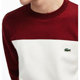 Lacoste Men's Fleece Brushed Pique Colorblock Sweater | Brown/White/Bordeaux_4XL(9)