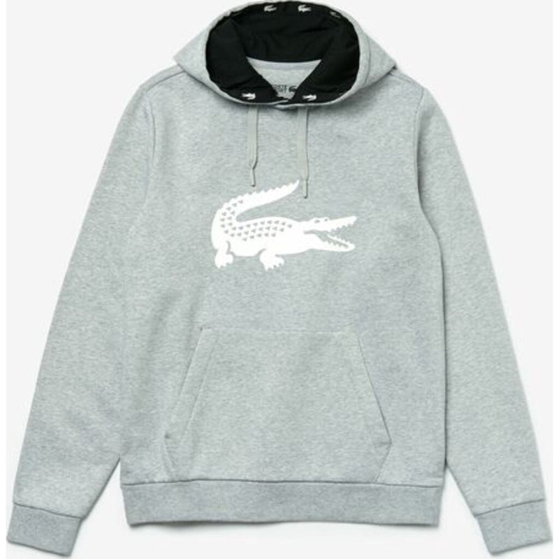 Lacoste Sport Men's Oversize Croc Fleece Hooded Sweatshirt | Grey Chine