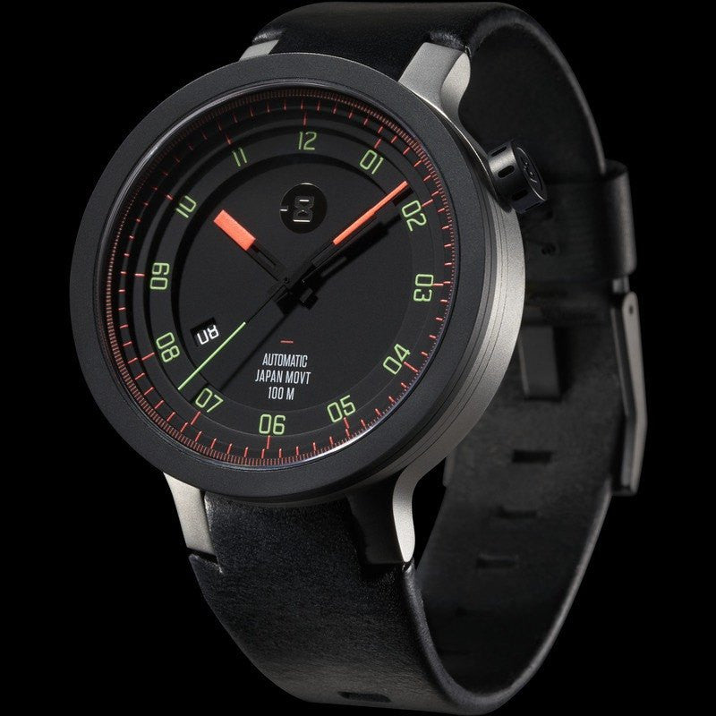 Minus-8 Layer Black/Bright Automatic Watch | Leather