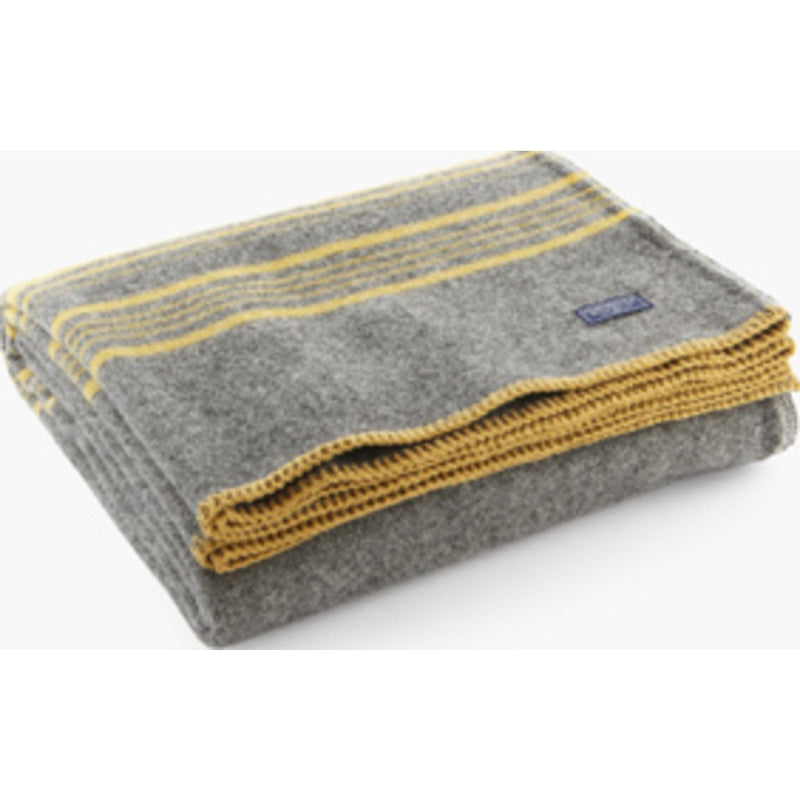 Faribault Weekender Stripe Wool Throw | Charcoal/Gold 10215 50" x 72"