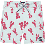 Tom & Teddy Boy's Lobster Swim Trunk | Light Blue/Berry