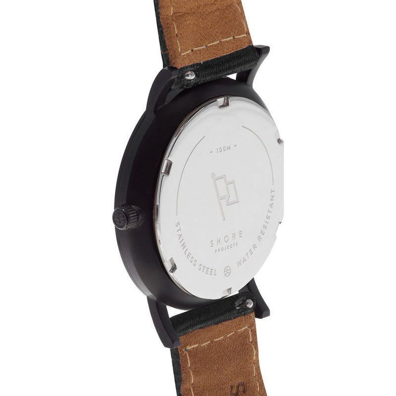 Shore Projects Morecambe Wtach with Classic Strap | Black / Charcoal S036B