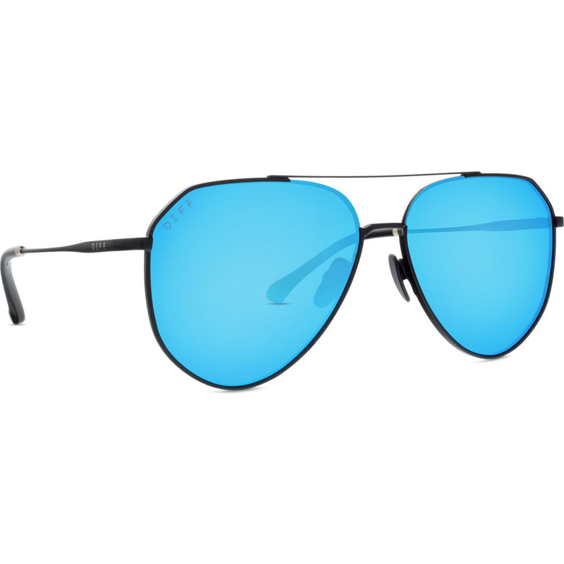 DIFF Eyewear Dash Sunglasses | Matte Black + Blue Mirror + Polarized