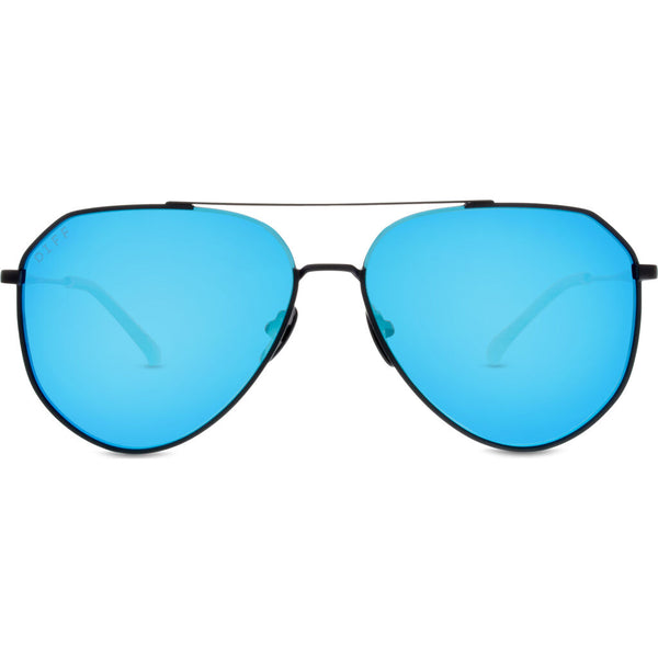 DIFF Eyewear Dash Sunglasses | Matte Black + Blue Mirror + Polarized