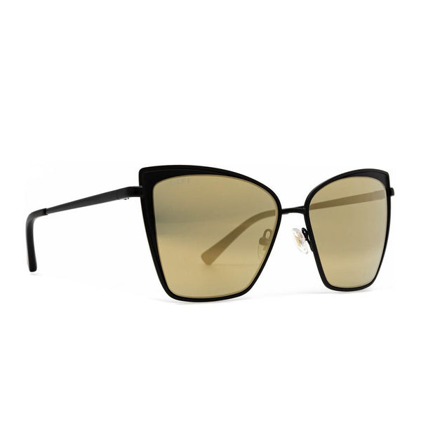 Diff Eyewear Becky Sunglasses | Matte Black + Gold Mirror Lens
