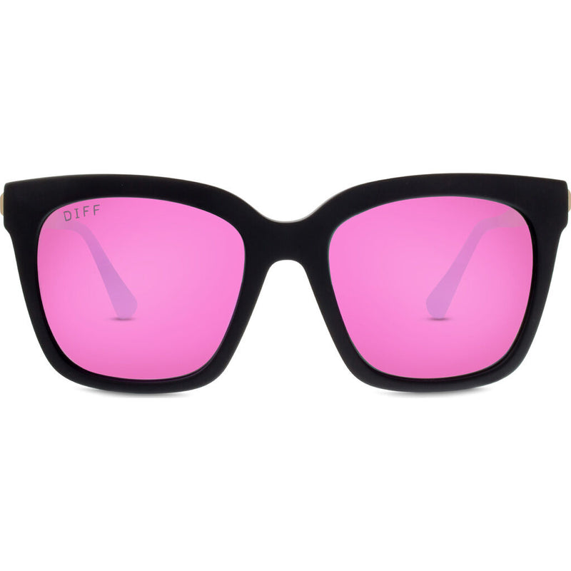 DIFF Eyewear Bella Sunglasses | Matte Black + Pink Mirror + Polarized
