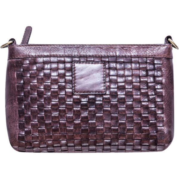 Kiko Leather Weaved Crossbody | Brown