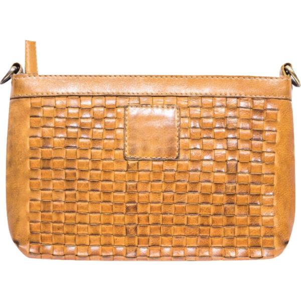 Kiko Leather Weaved Crossbody | Tan