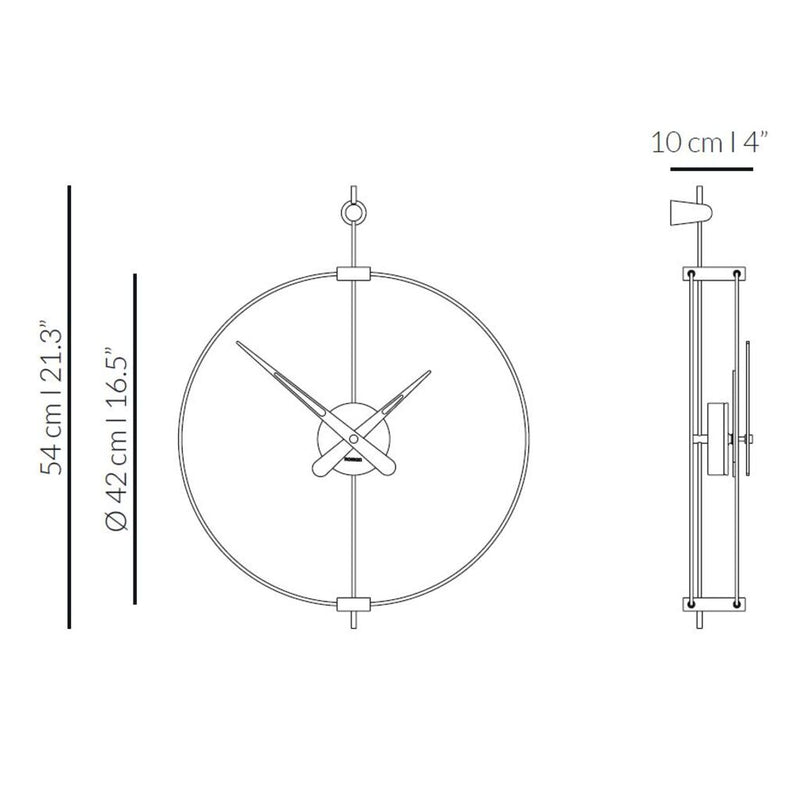 Nomon Micro Barcelona T Wall Clock | Glassfibre/Brass/Walnut