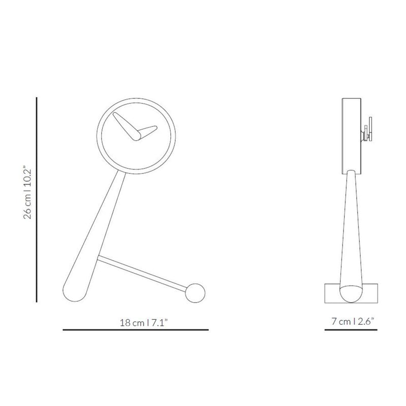 Nomon Mini Puntero T Table Clock | Walnut/Brass
