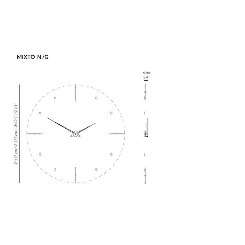 Nomon Mixto N Wall Clock | Chromed Brass/Steel/Walnut
