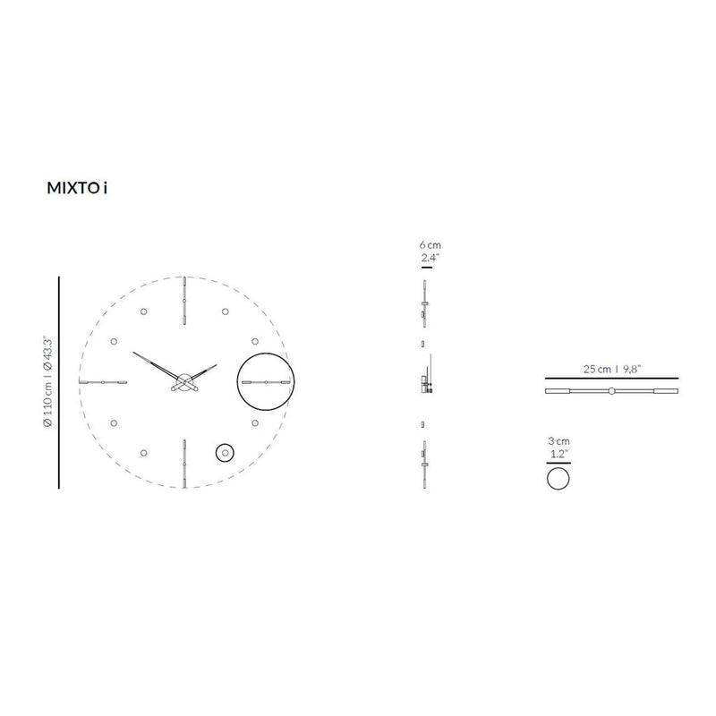 Nomon Mixto G Wall Clock | Brass/Walnut