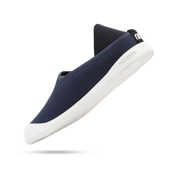 Mahabis Curve Canvas Slippers | Navy/White