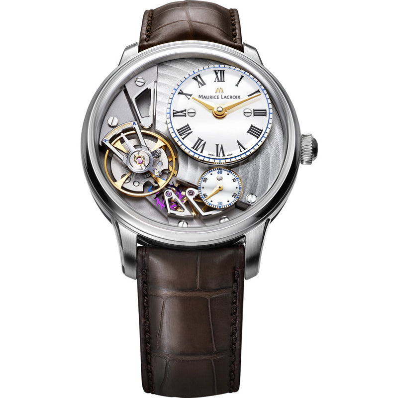 Maurice Lacroix Masterpiece Gravity 43mm Watch | Grey/Brown Leather MP6118-SS001-112-2