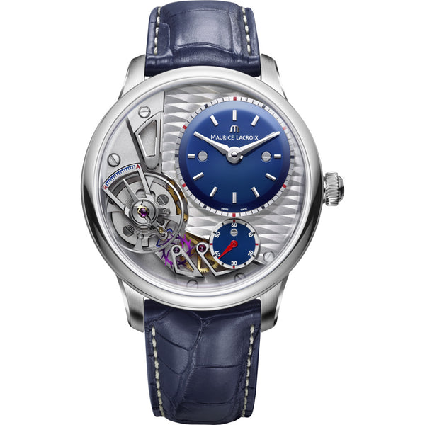 Maurice Lacroix Masterpiece Gravity 43mm Watch | Grey/Blue Leather MP6118-SS001-434-1