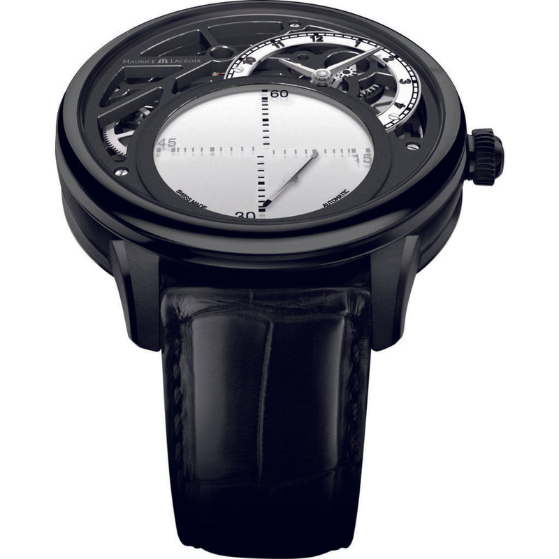 Maurice Lacroix Masterpiece Mysterious Seconds 43mm Watch | White/Black MP6558-PVB01-090