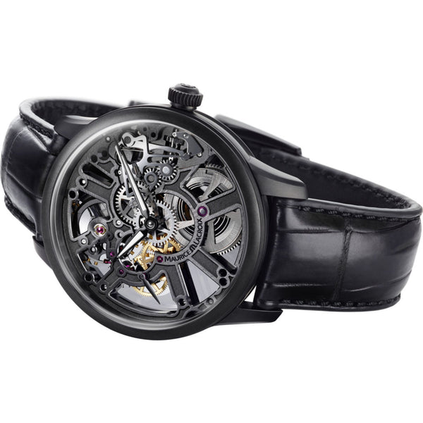 Maurice Lacroix Masterpiece Skeleton 43mm Watch | Black/Black MP7228-PVB01-005-1