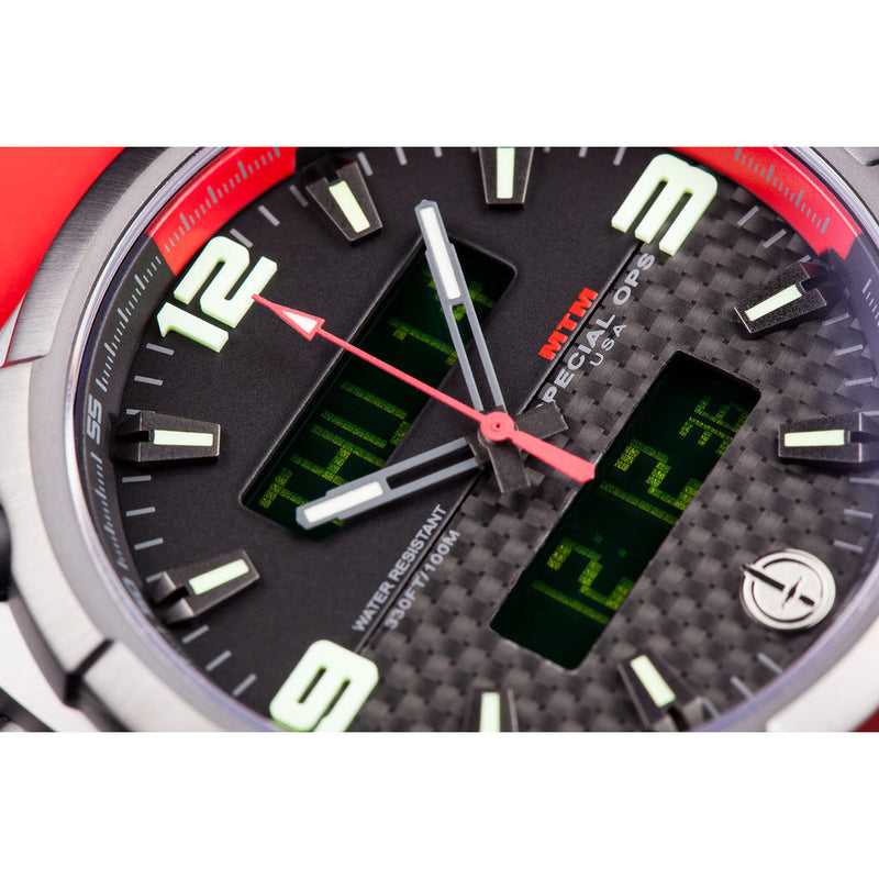 MTM Special Ops Airstryk II Watch | Black Titanium/Carbon Red/Red Rubber