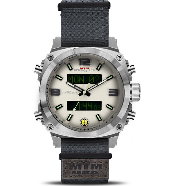 MTM Special Ops Airstryk I Watch | Silver Steel/Tan/Nylon Black