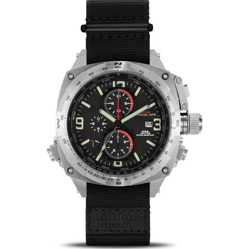 MTM Special Ops Cobra 44 Watch | Silver Titanium/Black/Nylon Black