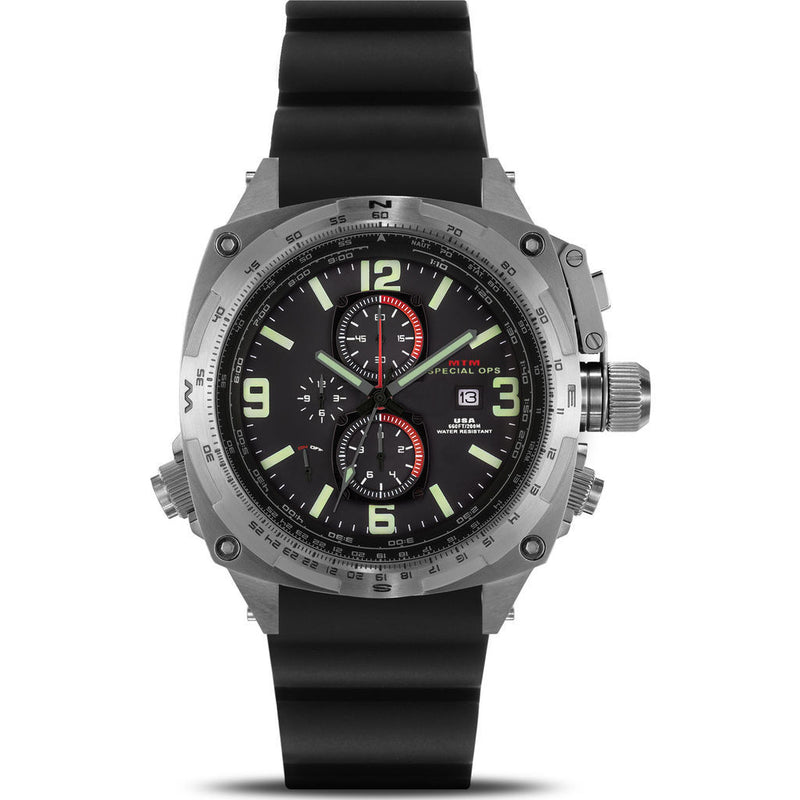 MTM Special Ops Cobra Watch | Silver Titanium/Black/Black Rubber 1