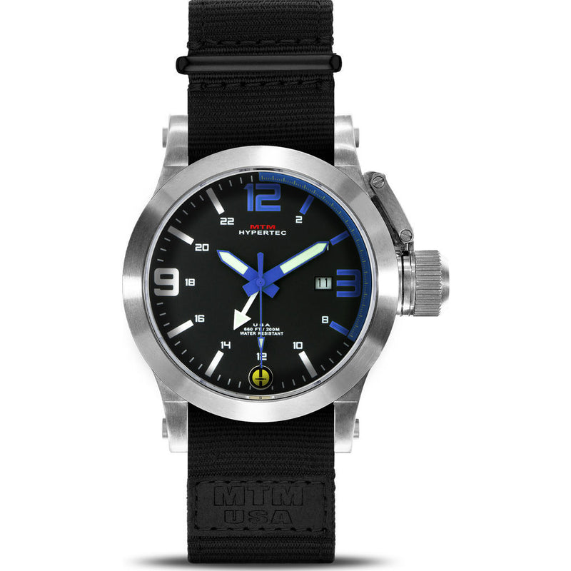 MTM Special Ops Hypertec 44 Watch | Silver/Blue/Black Nylon