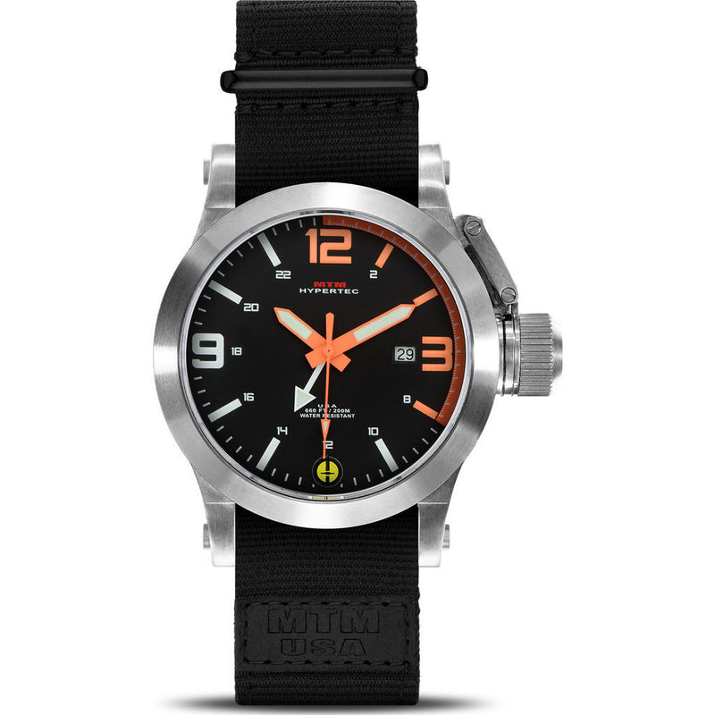 MTM Special Ops Hypertec 44 Watch | Silver/Orange/Black Nylon