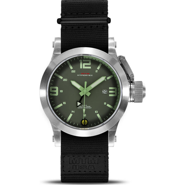 MTM Special Ops Hypertec 49 Watch | Silver/Green-Lumi/Black Nylon