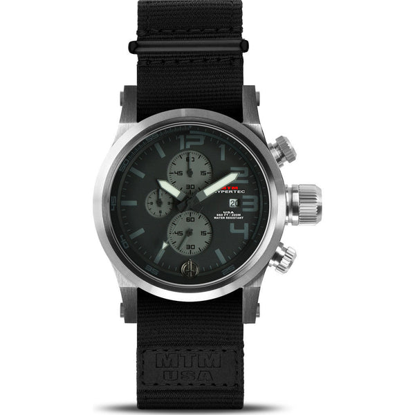 MTM Special Ops Hypertec Chronograph Watch | Silver/Black-Gray/Black Nylon