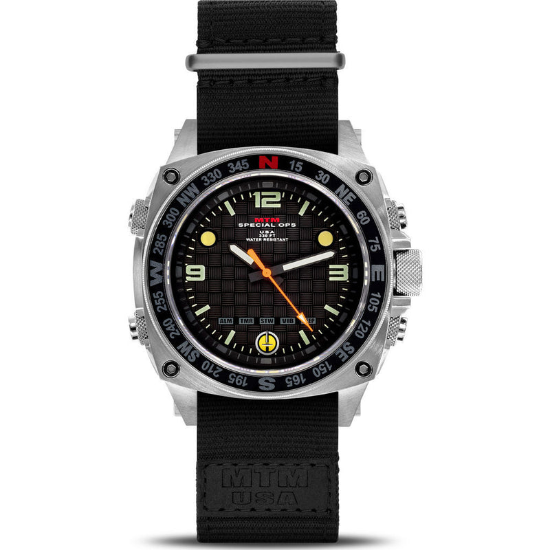 MTM Special Ops Silencer Watch Silver Steel/Nylon Black – Sportique