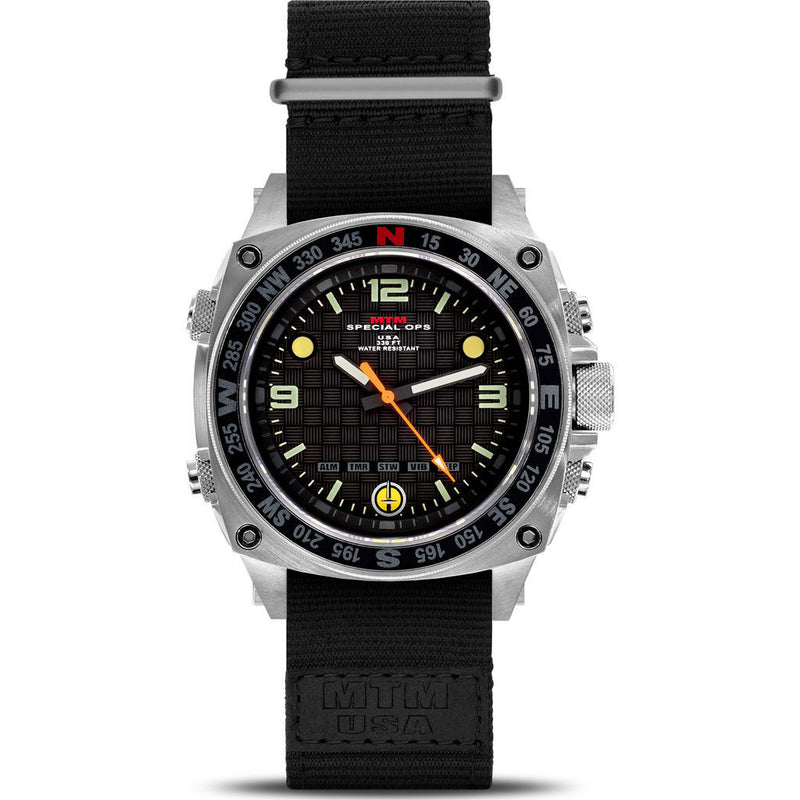 MTM Special Ops Silencer Watch | Silver Steel/Nylon Black