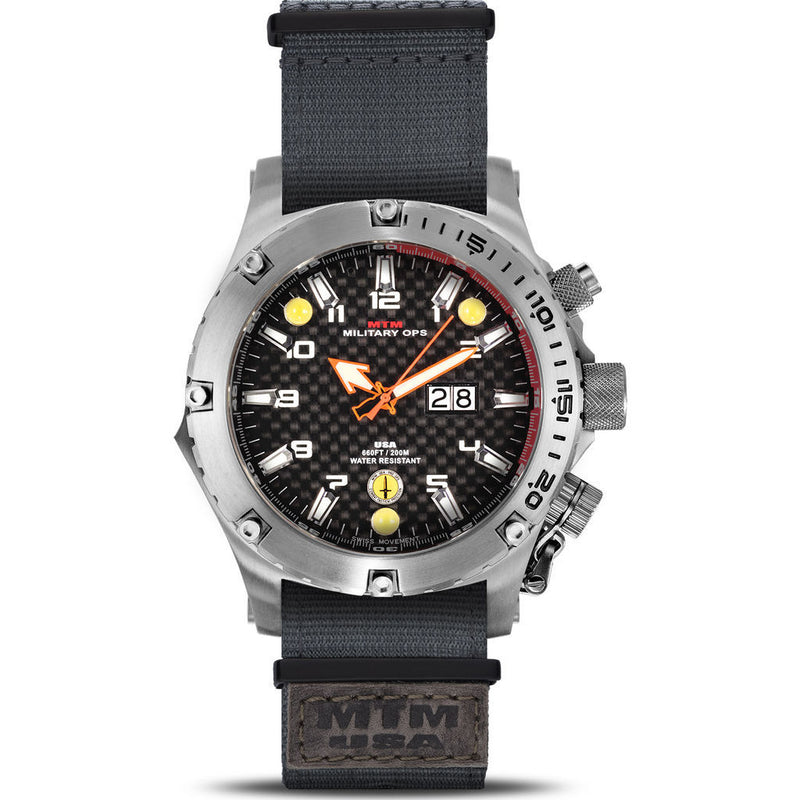 MTM Special Ops Vulture Watch | Silver Titanium/Black/Gray Nylon