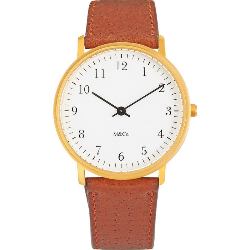 Projects Watches M&Co Bodoni Brass Watch | White 7401BR-BR