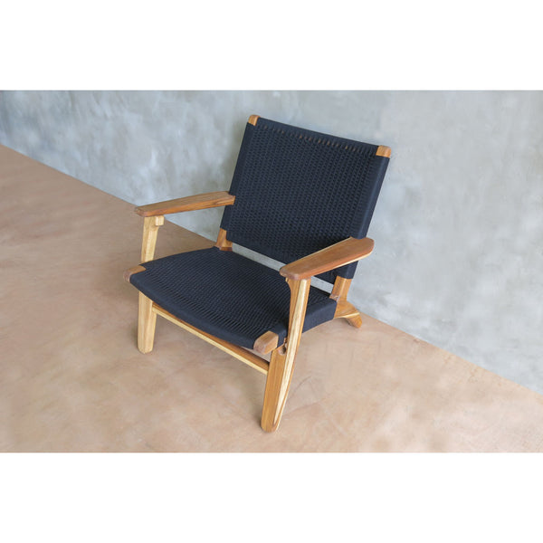 Masaya & Company Arm Chair Teak/Black Manila Woven Seat 
