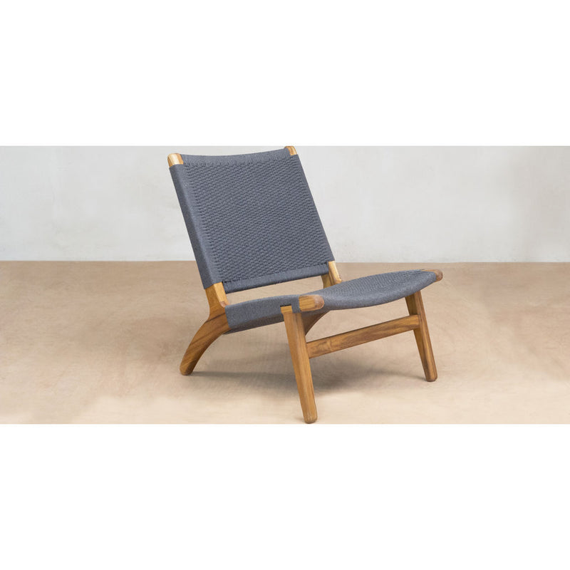 Masaya & Company Lounge Chair Teak/Charcoal Gray Manila Woven Seat 