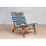 Masaya & Company Lounge Chair Teak/Emerald Coast Pattern Manila Woven Seat 
