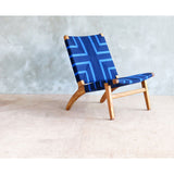 Masaya & Company Lounge Chair Teak/Midnight Blue Pattern 