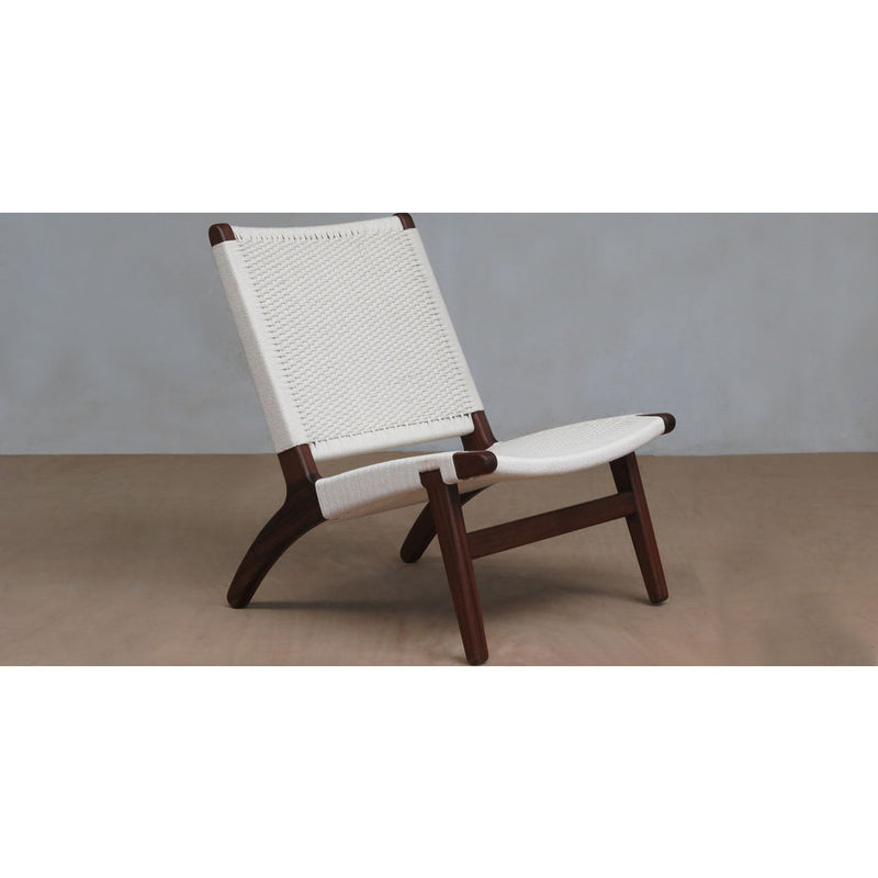 Masaya & Company Lounge Chair Rosita Walnut/White Manila Woven Seat 