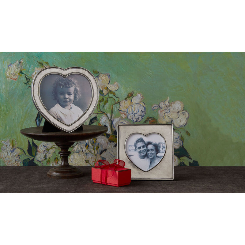 Match Heart in Square Frame | Pewter