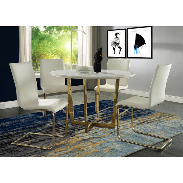 TOV Furniture Maxim White Dining Chair Set of 2 | White, Gold- TOV-G5464