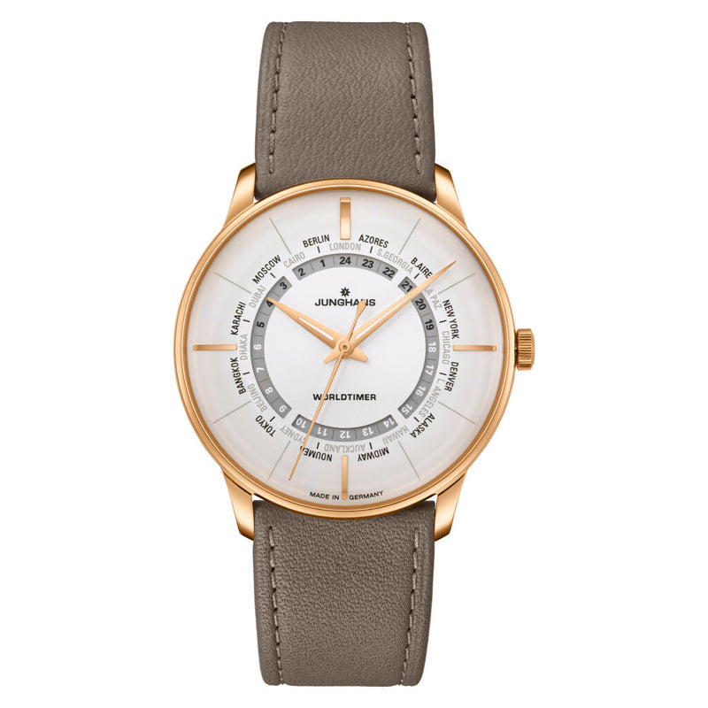 Junghans Meister Worldtimer Watch | Brown Leather 027/5012.02