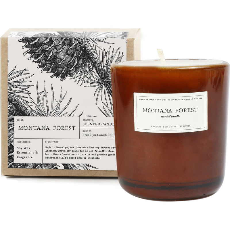 Brooklyn Candle Studio Amber Glass Candle | Montana Forest 
