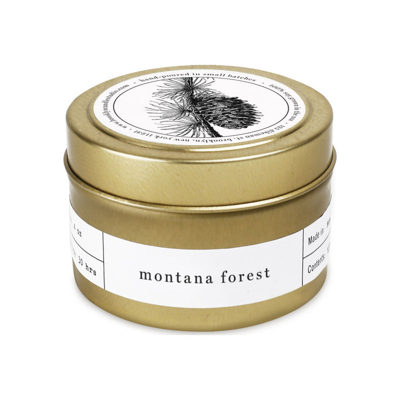 Brooklyn Candle Studio Gold Travel Tin Candle | Montana Forest