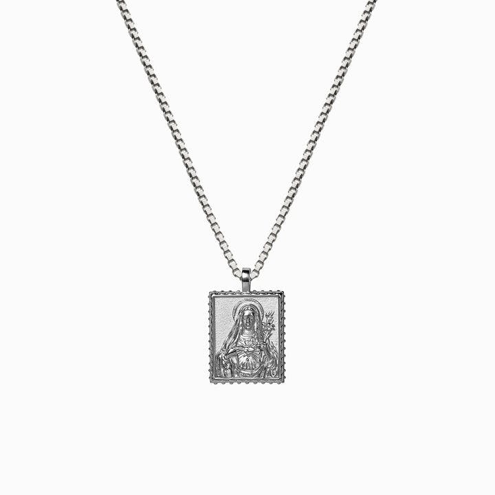 Awe Inspired Mini Mother Mary Tablet Necklace | Long Adjustable Cable Chain