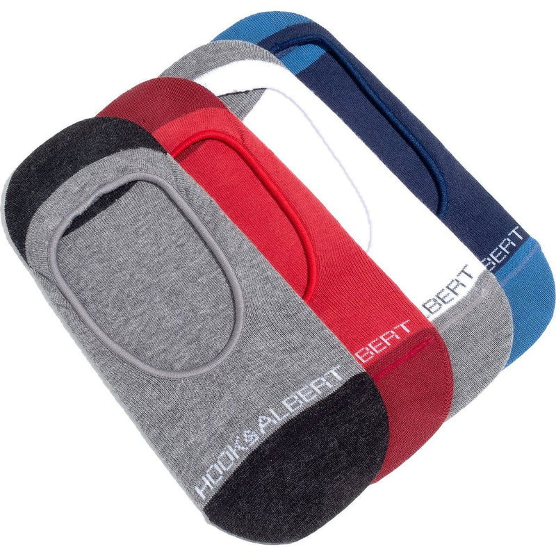 Hook & Albert 4-Pack of Loafer Liner Socks | Gray/Red/White/Navy NRDSX-1808