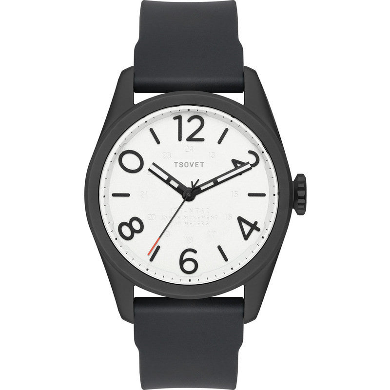 Tsovet JPT-NT42 Japan Quartz Matte Black & White Watch | Black Rubber