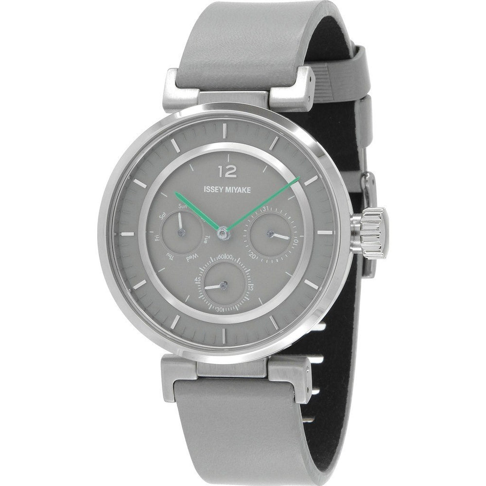 Issey Miyake W-Mini Grey Watch Grey Leather Nyab002Y – Sportique