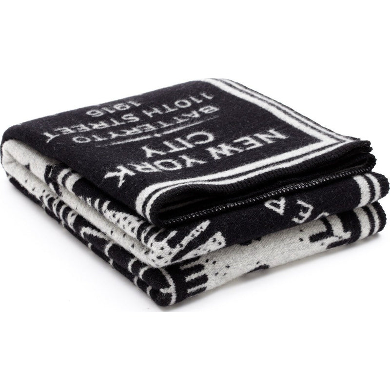 Faribault New York Map Wool Throw | Black 12271 50x65