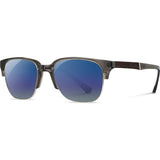 Shwood Newport Acetate Sunglasses 52mm | Charcoal/Elm Burl - Blue Flash Polarized WANCELB3P