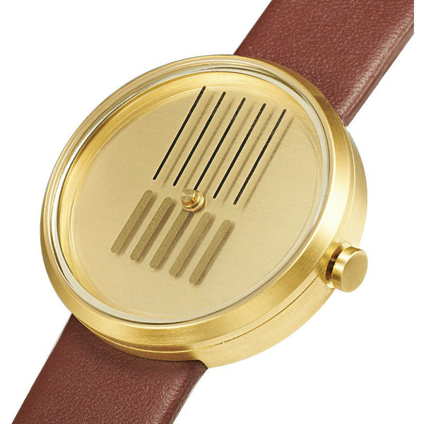 Projects Watches On Right Track | Brass/Brown Leather